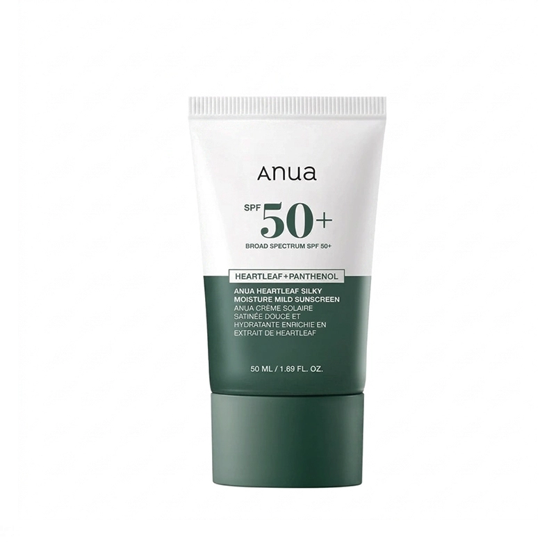 ضد آفتاب سیلکی و آبرسان آنوا مدل هارتلیف Anua Heartleaf Silky Moisture Mild Sunscreen