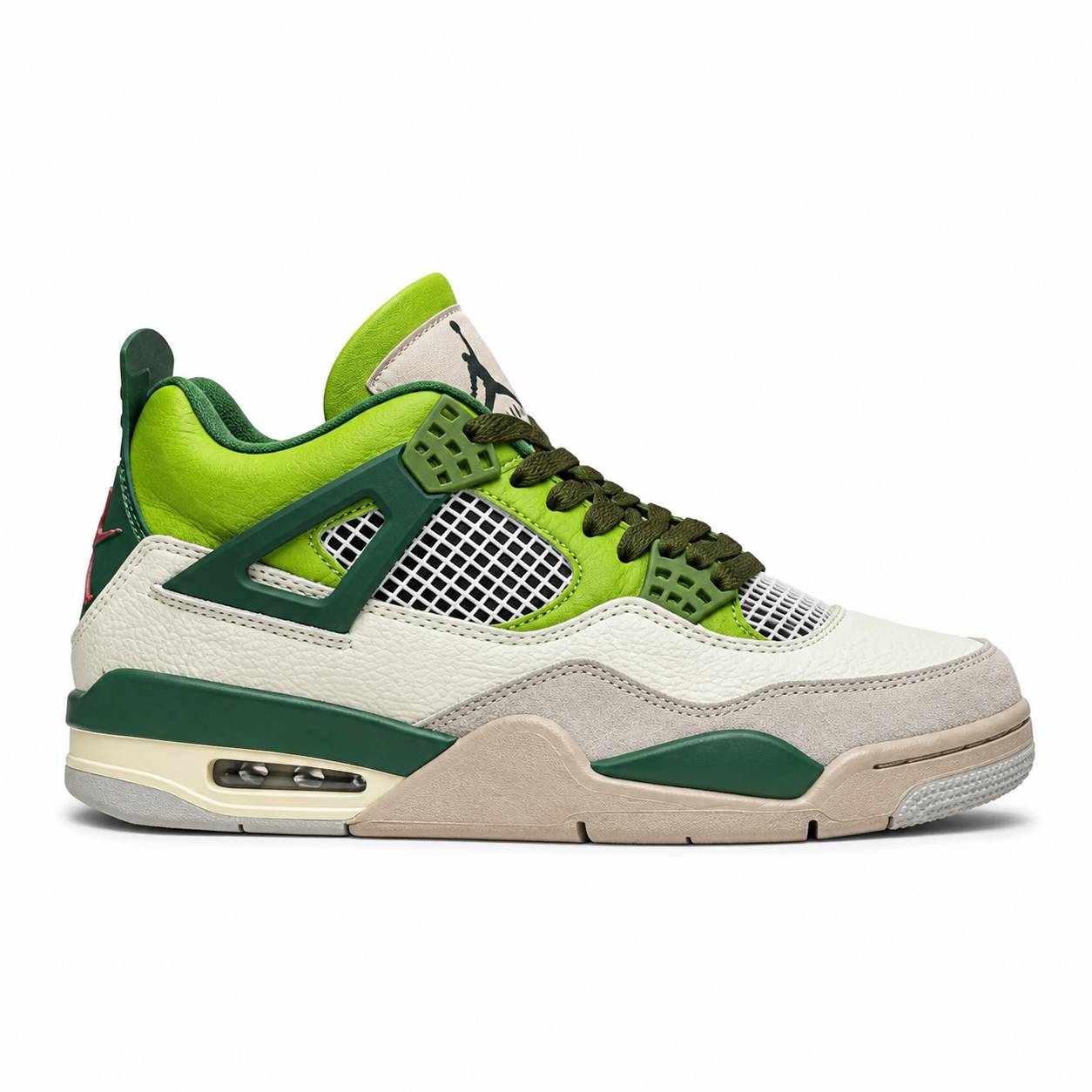 کفش کتونی وارداتی نایک ایر جردن 4 رترو Nike Air Jordan 4 Retro (سبز و سفید)