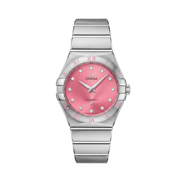 ساعت وارداتی (موتور ژاپن) امگا کانسلیشن Omega Constellation زنانه صورتی نگین دار