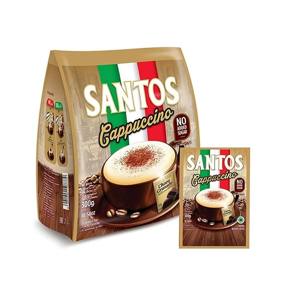کاپوچینو سانتوس رژیمی بدون شکر ۲۰ عددی | Santos Sugar Free Cappuccino 20 Sachets
