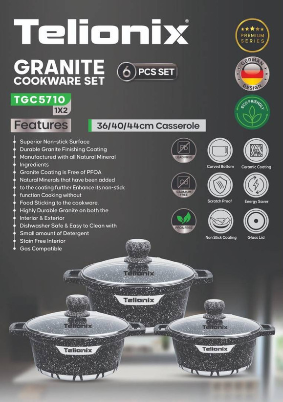 سرویس قابلمه گرانیتی تلیونیکس مدل Telionix TGC5710 اورجینال