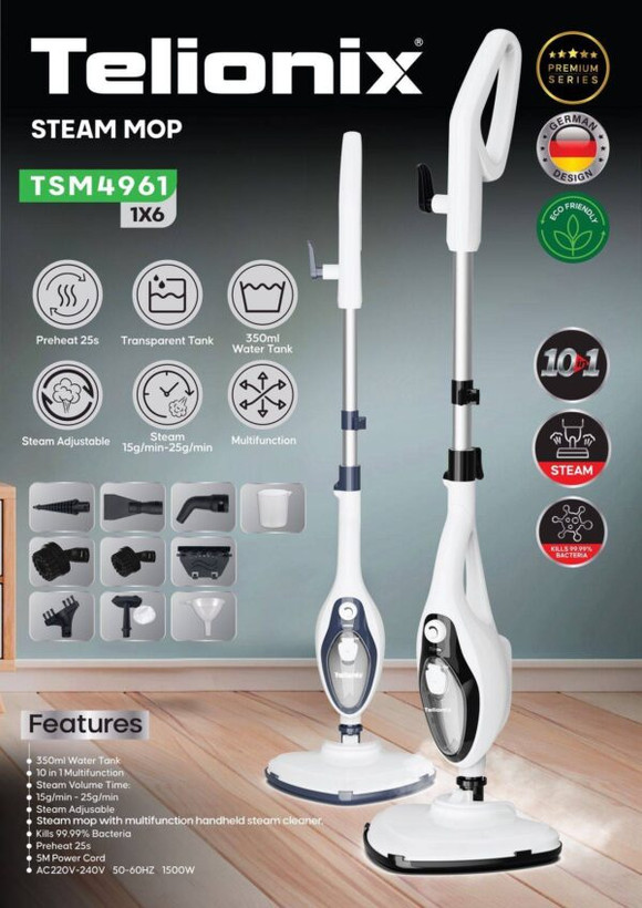 بخارشوی و زمینشوی بخار 10 کاره تلیونیکس مدل Telionix TSM4961 اورجینال