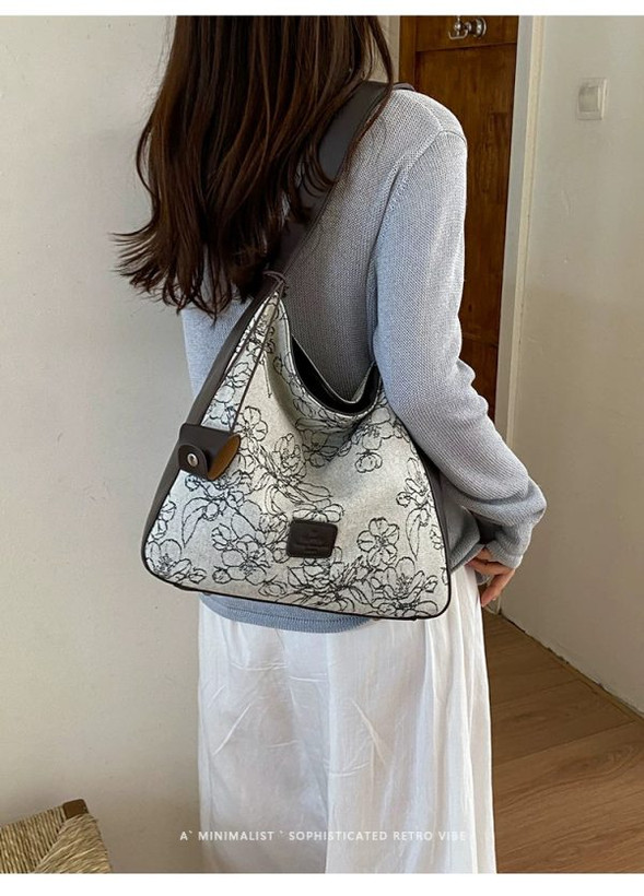 کیف وارداتی و دستی و دوشی زنانه ترکیب چرم و کتان(کد999)