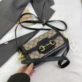 کیف وارداتی دوشی و دستی زنانه چرم PU مدل بنددار (مشکی 774)