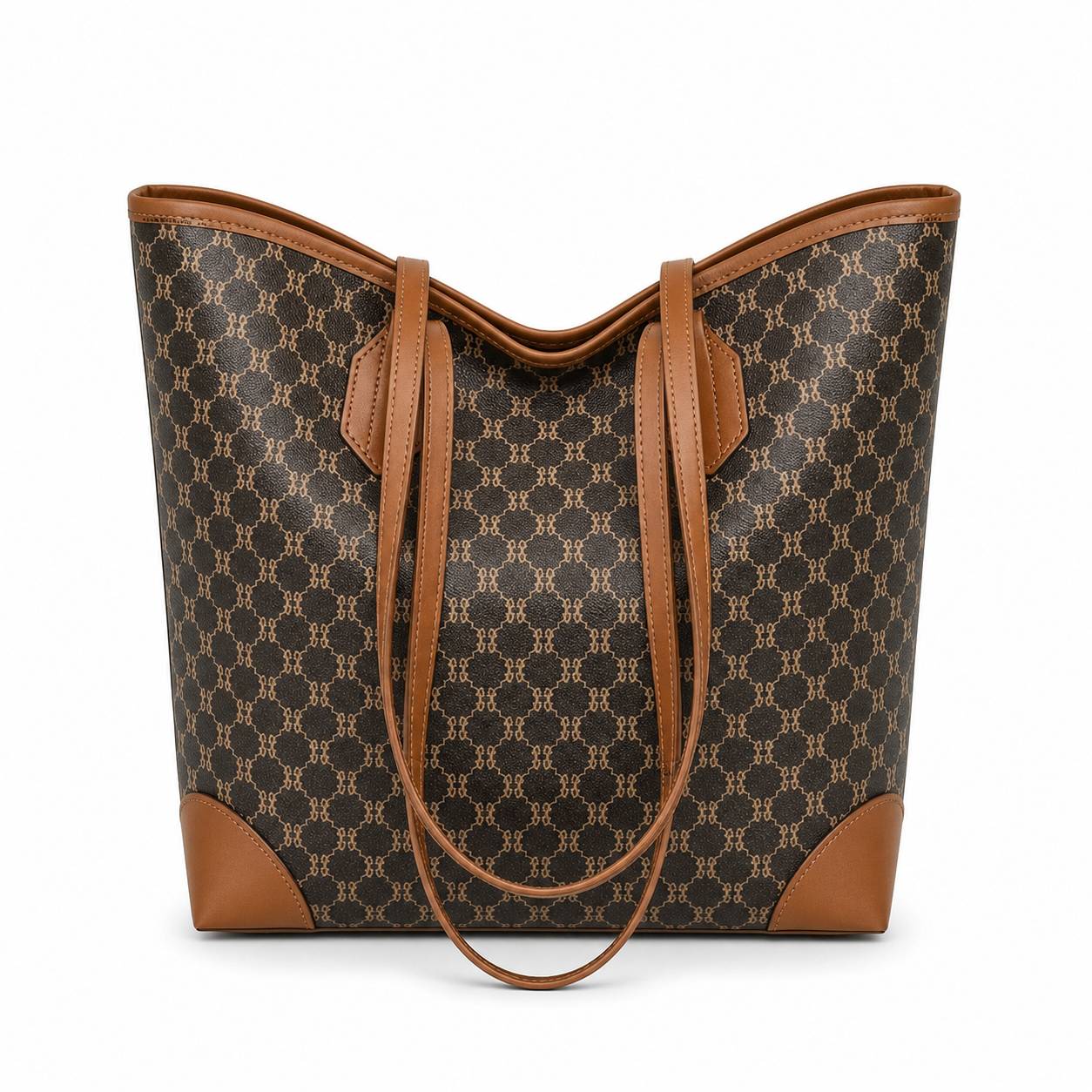 کیف وارداتی دوشی زنانه طرحدار کلاسیک مدل توت بگ Tote Bag (قهوه ای950)