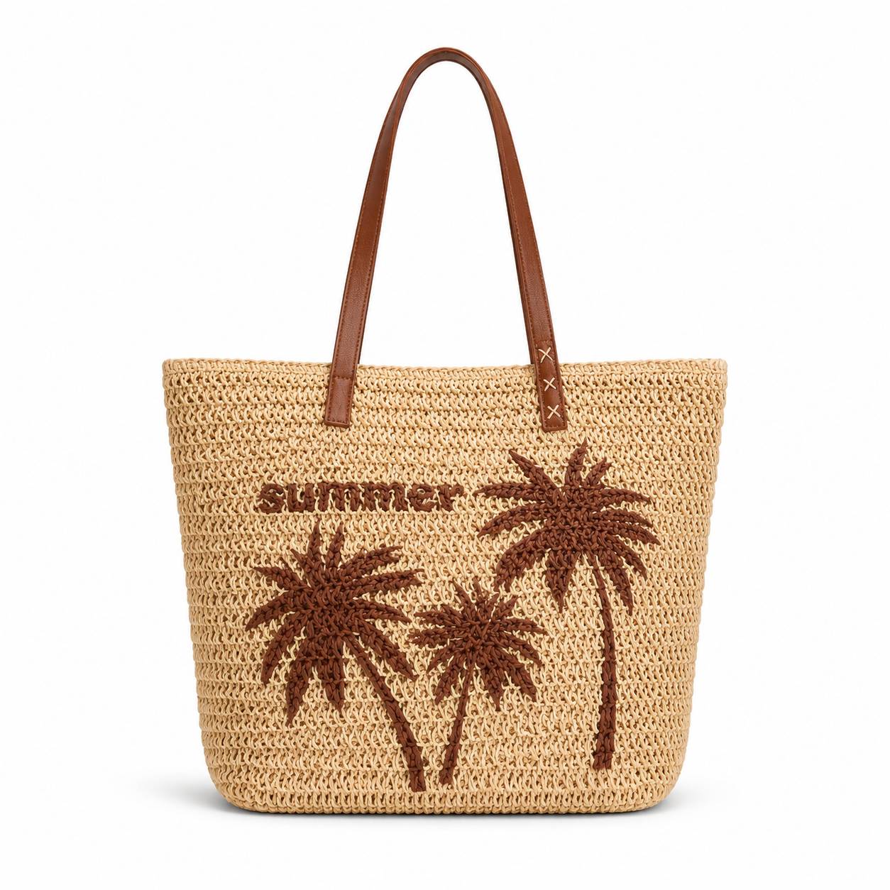 کیف وارداتی حصیری دوشی زنانه مدل توت بگ Tote Shoulder Bag (تیره 975)