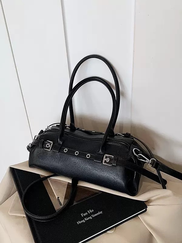 کیف وارداتی دستی و دوشی زنانه مدل استوانهای (مشکی 977)
