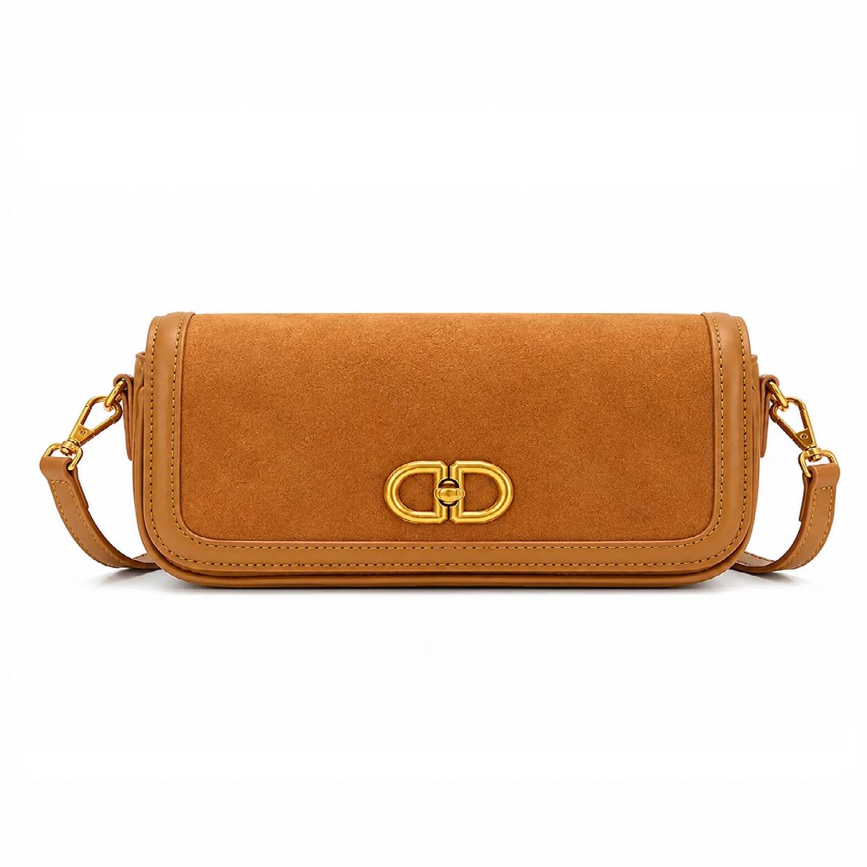 کیف وارداتی دستی و دوشی زنانه مدل باگت جیر Baguette Shoulder Bag (نسکافه ای 956)