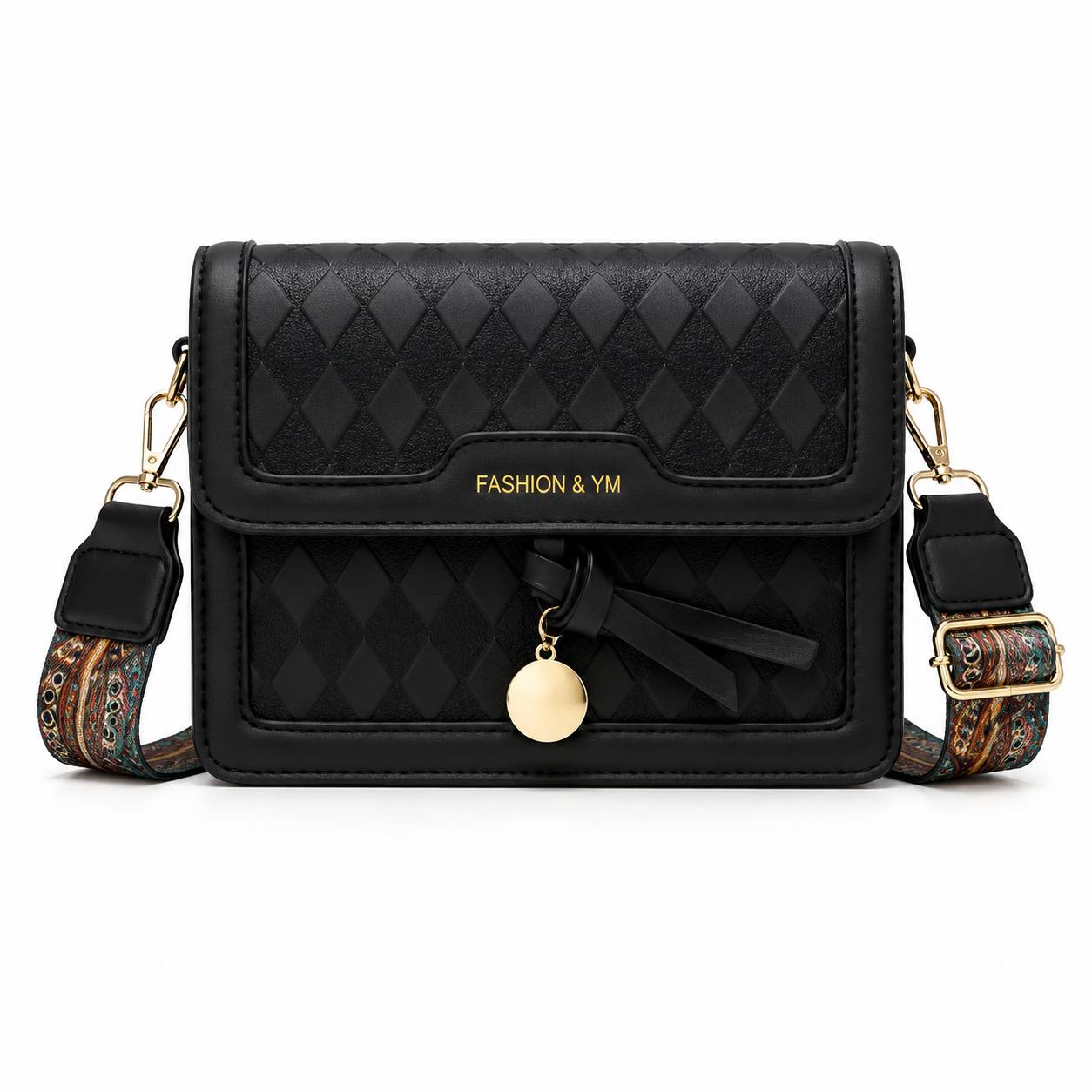 کیف وارداتی دوشی و دستی زنانه فشن اند وای‌ ام مدل Fashion & YM(مشکی 689)