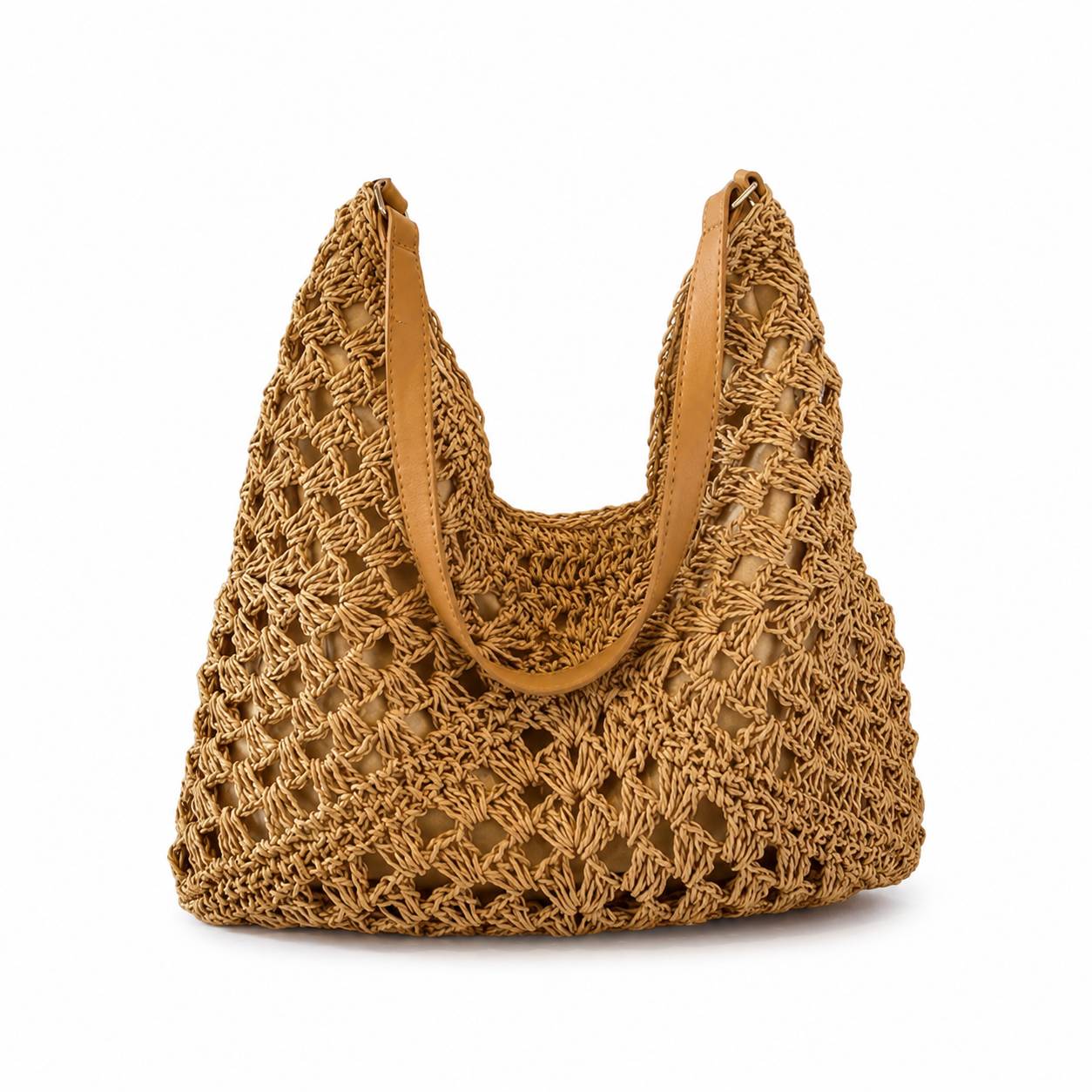 کیف وارداتی دستی زنانه بافت حصیری Raffia Crochet Hobo Bag (تیره 812)