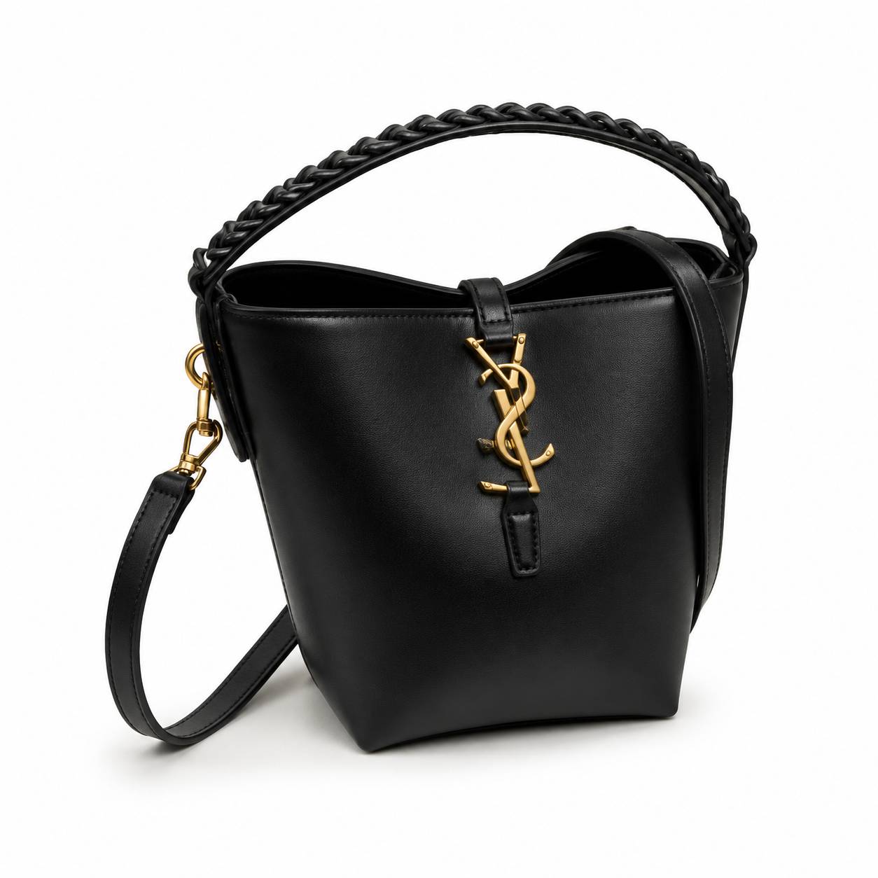 کیف وارداتی دوشی و دستی زنانه مدل ایو سن لورن YSL طرح باکت (مشکی 958)