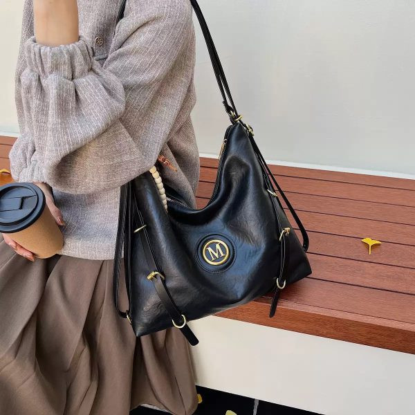 کیف دوشی و دستی بزرگ زنانه طرح Hobo مدل M-Luxury (مشکی 959)