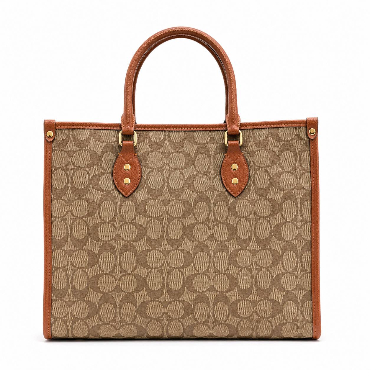 کیف وارداتی زنانه جادار مدل Tote برند گوچی /کوچ (Gucci/Coach) _ V جزئیات قهوه ای