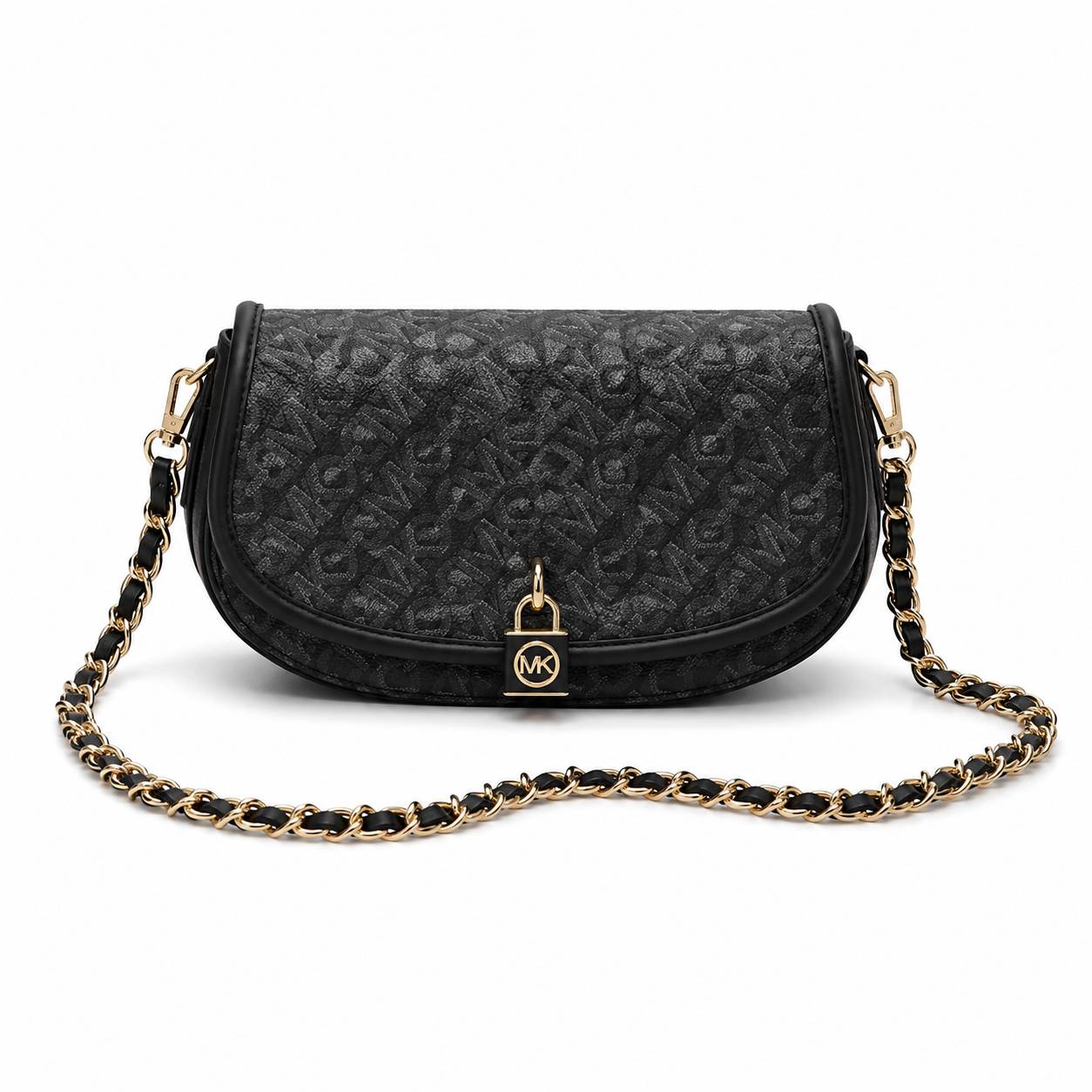 کیف وارداتی دوشی زنانه بند زنجیری مدل Saddle Bag (مشکی M110)