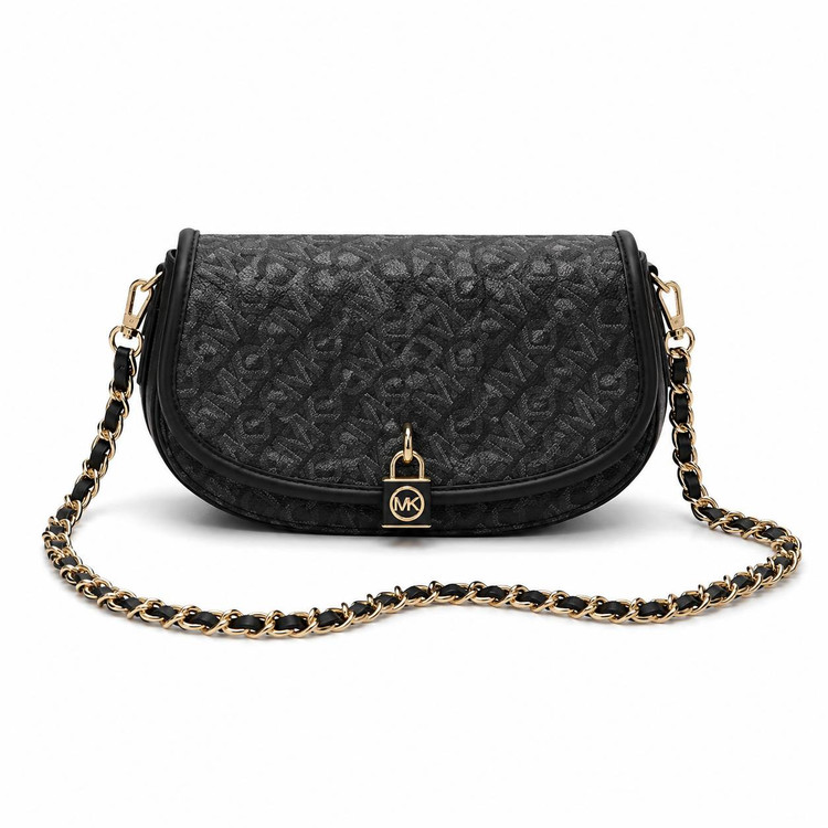 کیف وارداتی دوشی زنانه بند زنجیری مدل Saddle Bag (مشکی M110)