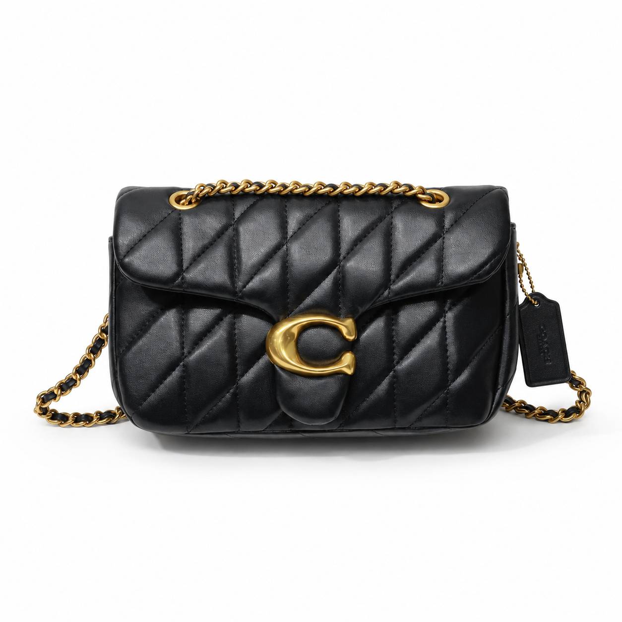 کیف وارداتی فول پک دوشی زنانه مدل پفکی طرح کوچی Coach (مشکی M105)