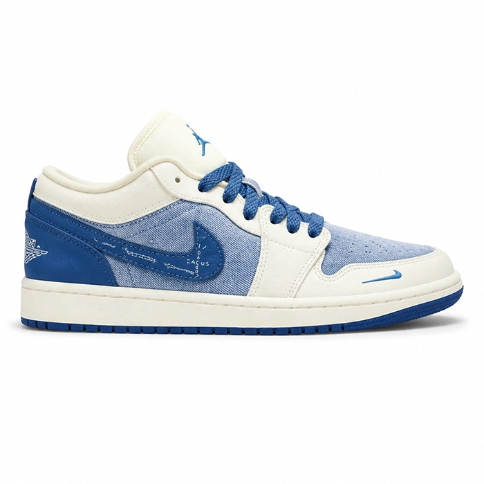 کفش کتانی وارداتی نایک Nike ایر جردن لو طرح تراویس اسکات (آبی)