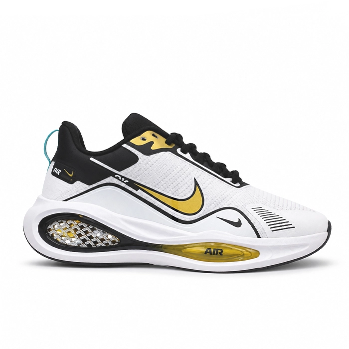 کفش کتانی وارداتی اسپرت مردانه نایک مدل ایر فلو Nike Air Flow (سفید طلایی)