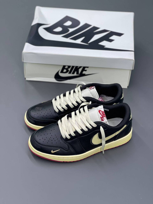 کفش کتانی وارداتی نایک ایر جردن 1 لو Nike Air Jordan 1 Low (مشکی کرم)