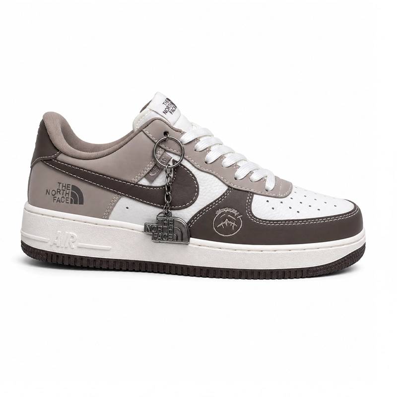 کفش کتانی وارداتی نایک ایر جردن 1 لو نورث فیس Nike Air Jordan 1 Low (قهوه ای سفید)