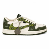 کفش کتانی وارداتی اسپرت جردن 1 لو طرح گوچی Air Jordan 1 Low Gucci (سفید و سبز زیتونی)