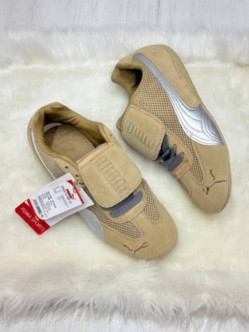 کفش کتانی وارداتی پوما ماسترو Puma Mostro (مشکی کرم با نوار نقرهای)