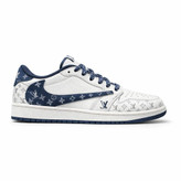 کفش کتانی وارداتی نایک ایر جردن 1 لو مدل تراویس اسکات طرح لوئی ویتون Nike Air Jordan 1 Low Travis Scott x Louis Vuitton Custom