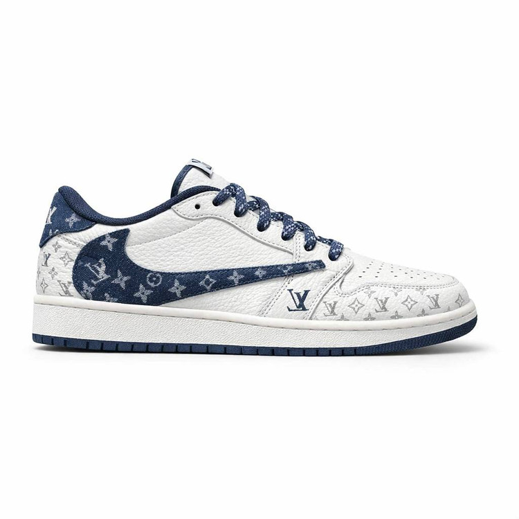 کفش کتانی وارداتی نایک ایر جردن 1 لو مدل تراویس اسکات طرح لوئی ویتون Nike Air Jordan 1 Low Travis Scott x Louis Vuitton Custom