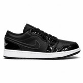 کفش کتانی وارداتی نایک ایر جردن 1 لو مشکی براق سفید Air Jordan 1 Low