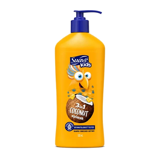 شامپو بدون اشک کودک سواو Suave Kids مدل Coconut Splash سهکاره حجم ۵۳۲ میلیلیتر (اورجینال)