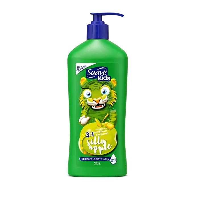 شامپو بدون اشک کودک سواو Suave Kids مدل Silly Apple سهکاره حجم ۵۳۲ میلیلیتر (اورجینال)